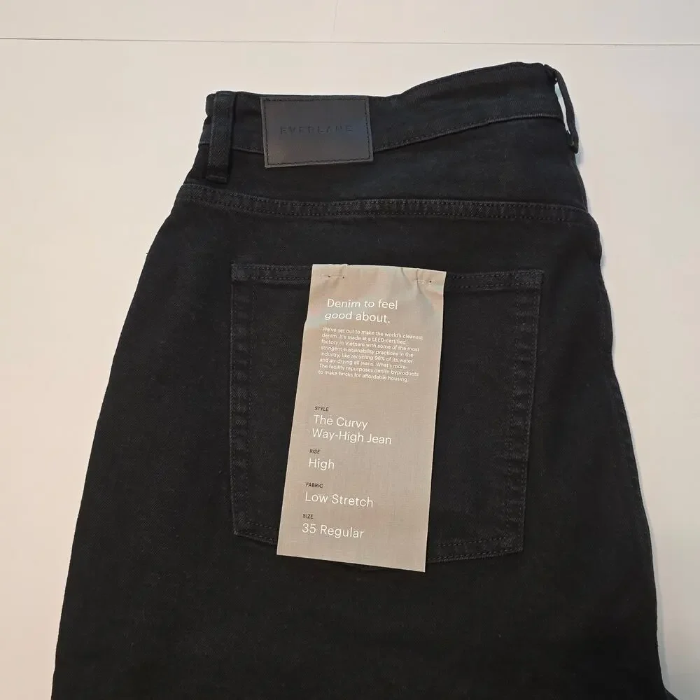 Everlane Jeans Womens Plus Size 35 Regular Black The Curvy Way High Neutral NWT